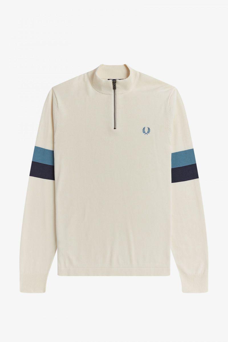 White Fred Perry Funnel Neck Knitted Jumper Men's Knitwear | PH 1300HAPK